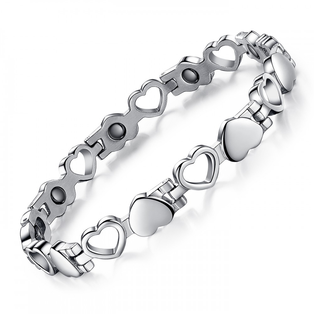 Personalized Titanium Adjustable Heart Shape Magnetic Couples Bracelets