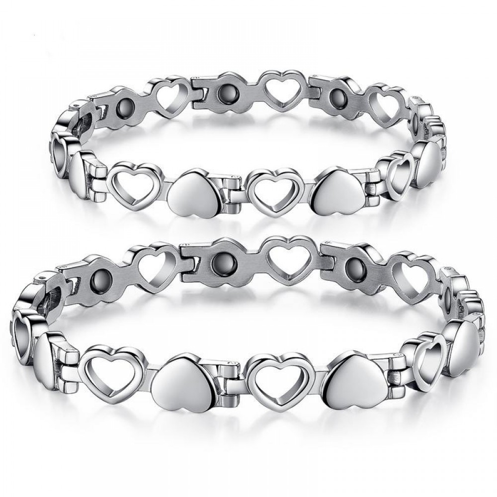 2pcs/set Exquisite stainless steel rectangular custom engraved name couple  Bracelet love magnet heart titanium steel jewelry - AliExpress