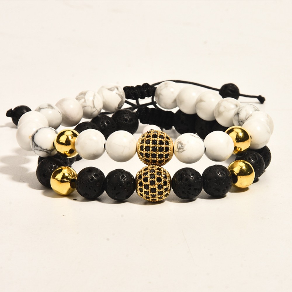 Hot Sale 2Pcs/Set Beads Bracelet For Lovers Natural Stone Distance Heart  Magnet Couple Bracelets Friendship