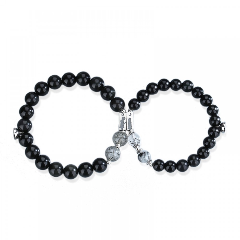 New Style White Black Heart Magnet Couple Beads Bracelet - Etsy