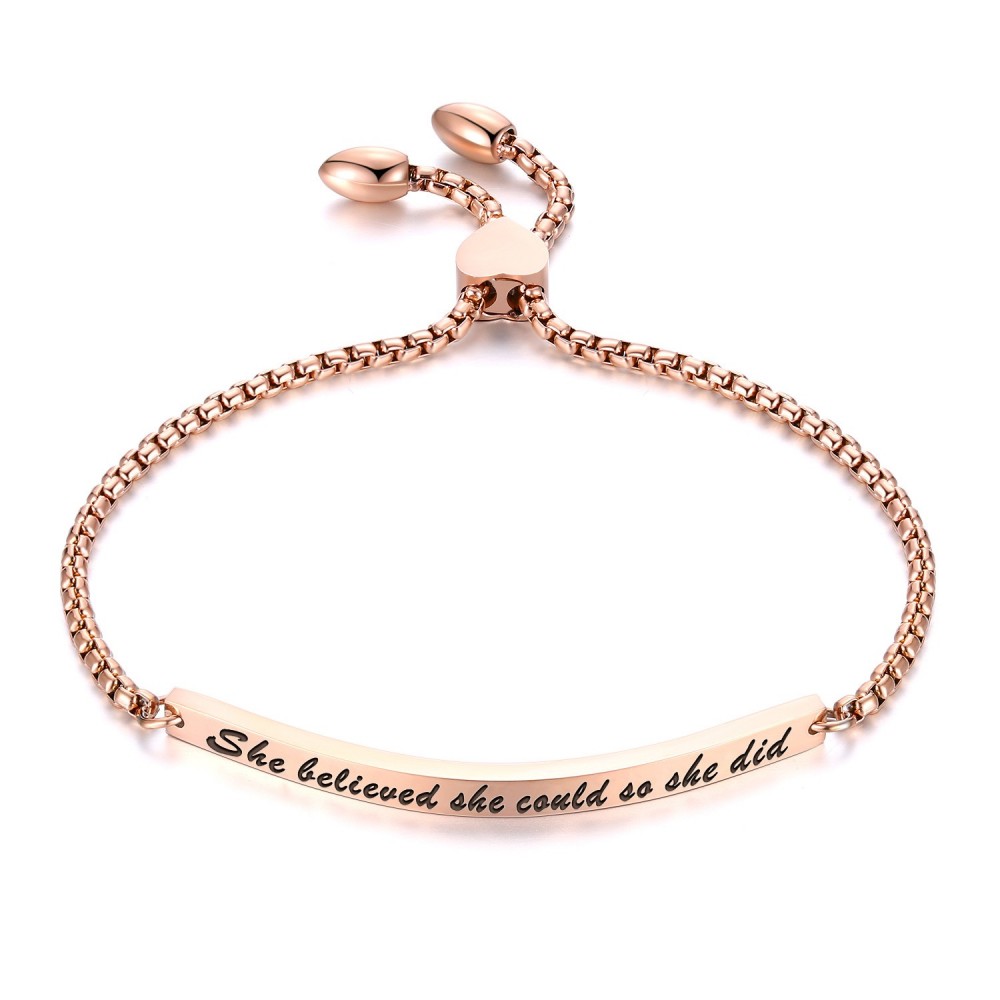 Personalized Front Engraving Bracelet For Womens In Titanium