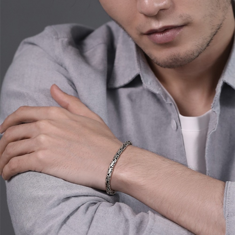 Casual Wear mens chain bracelet mens silver bracelets, 10gm