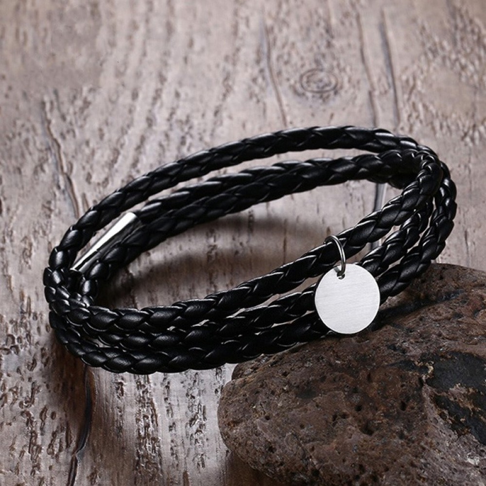 Leather Bracelets Stainless Steel Bracelet Men Genuine Simple Style Women |  eBay