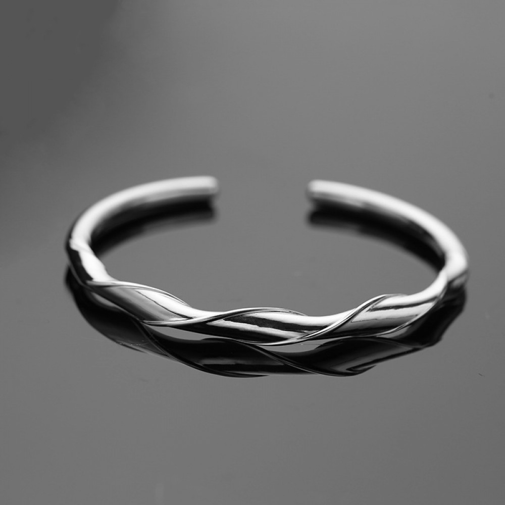 Fancy Bangle Bracelet for Men in Sterling Silver by oNecklace
