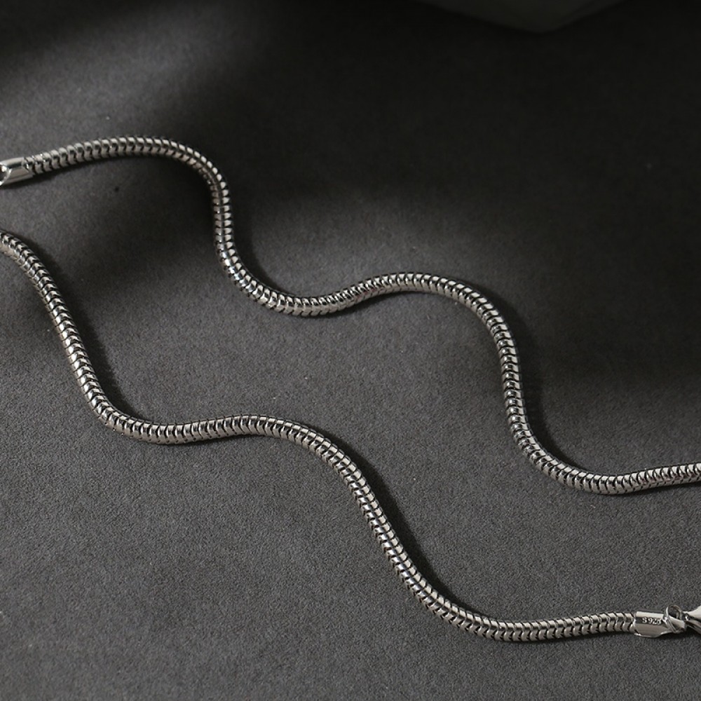 Unique 3mm Snake Chain Bracelet For Men In Sterling Silver