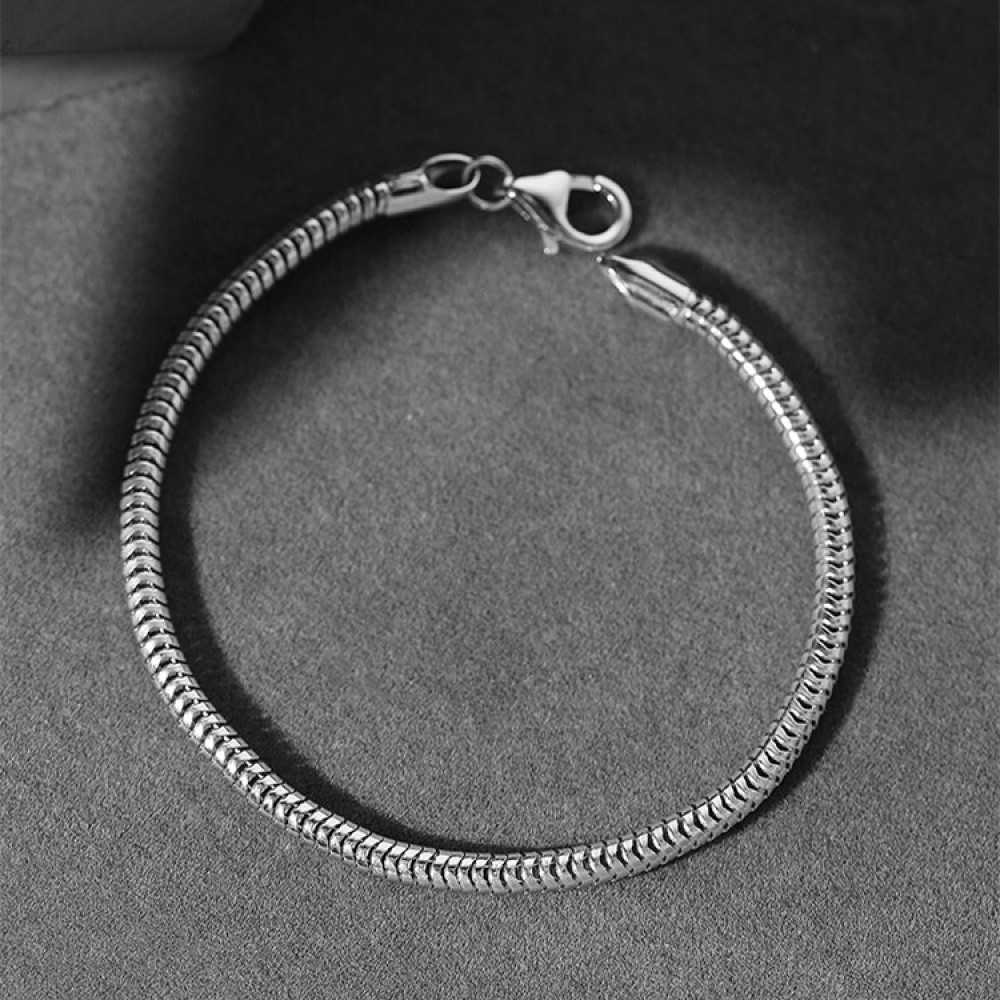 Unique 3mm Snake Chain Bracelet For Men In Sterling Silver