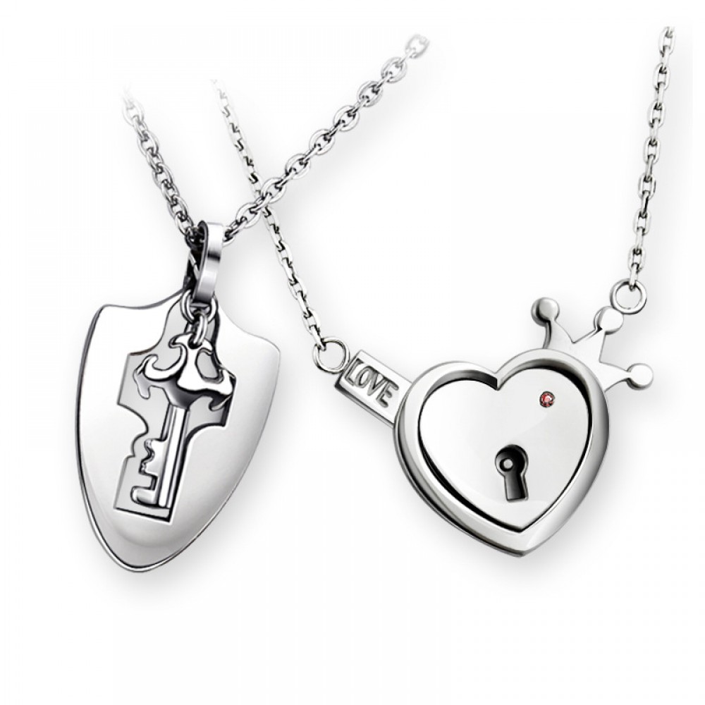 2 Pcs/set Couple Necklace For Women And Men Romantic Key Lock