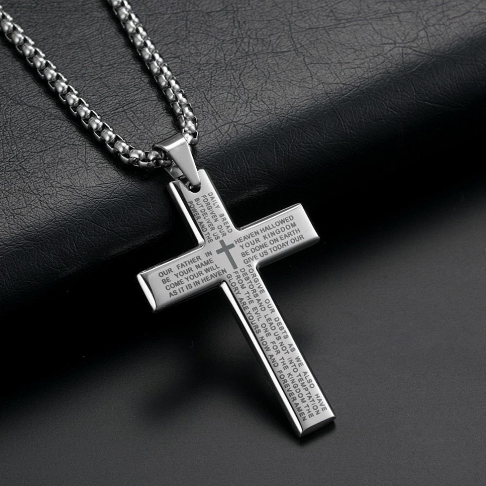 Simple Plain Titanium Stainless Steel Religious Cross Pendant Necklace for  Men Women | Amazon.com