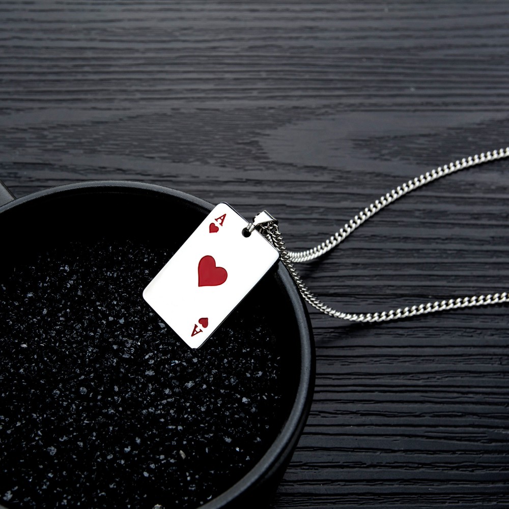 Hearts And Spades Matching Necklaces For Couples In Titanium