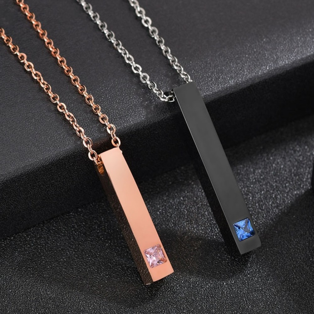 Rose Gold and Black Bar Necklace Set in Silver