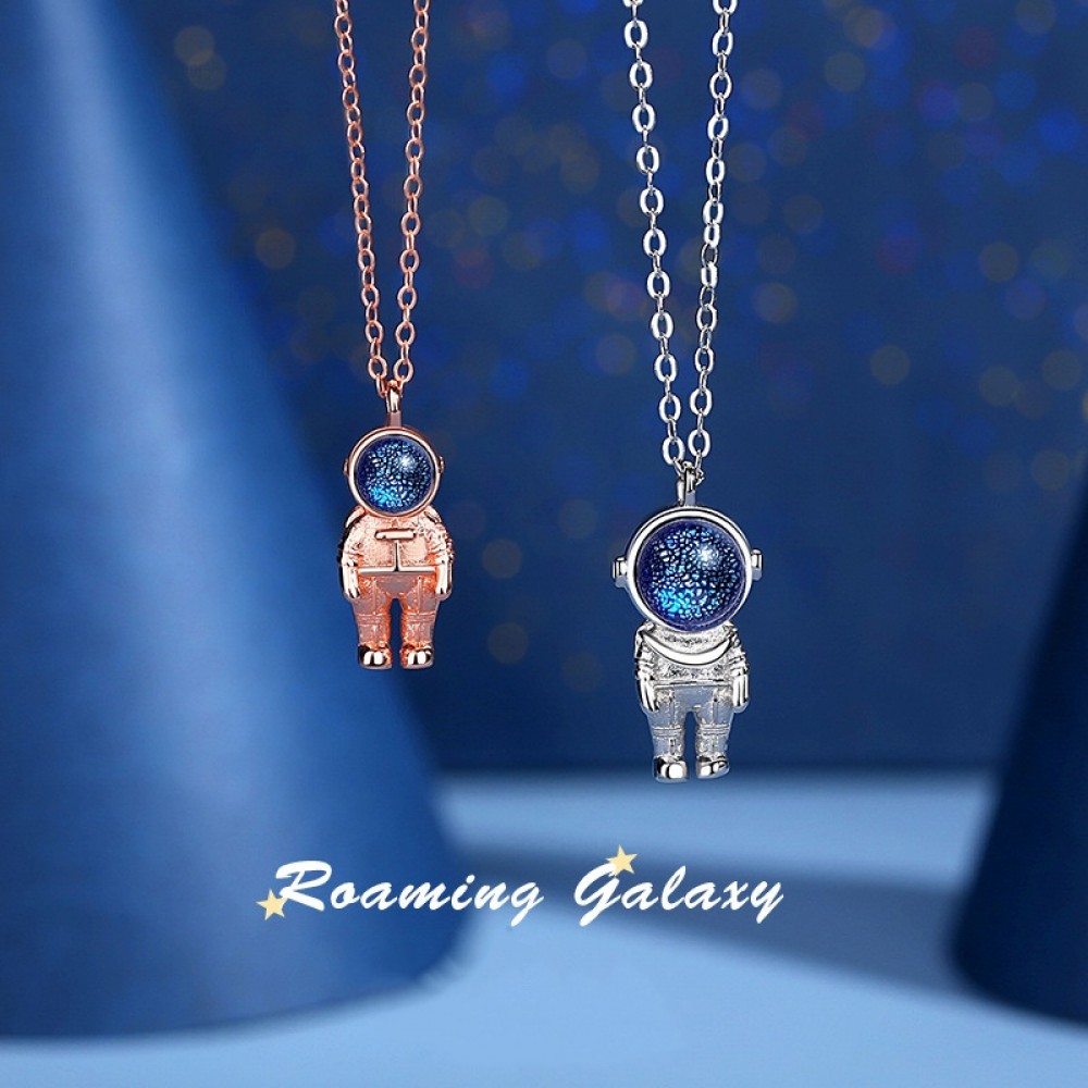 Cute Astronaut Matching Necklaces for Couples