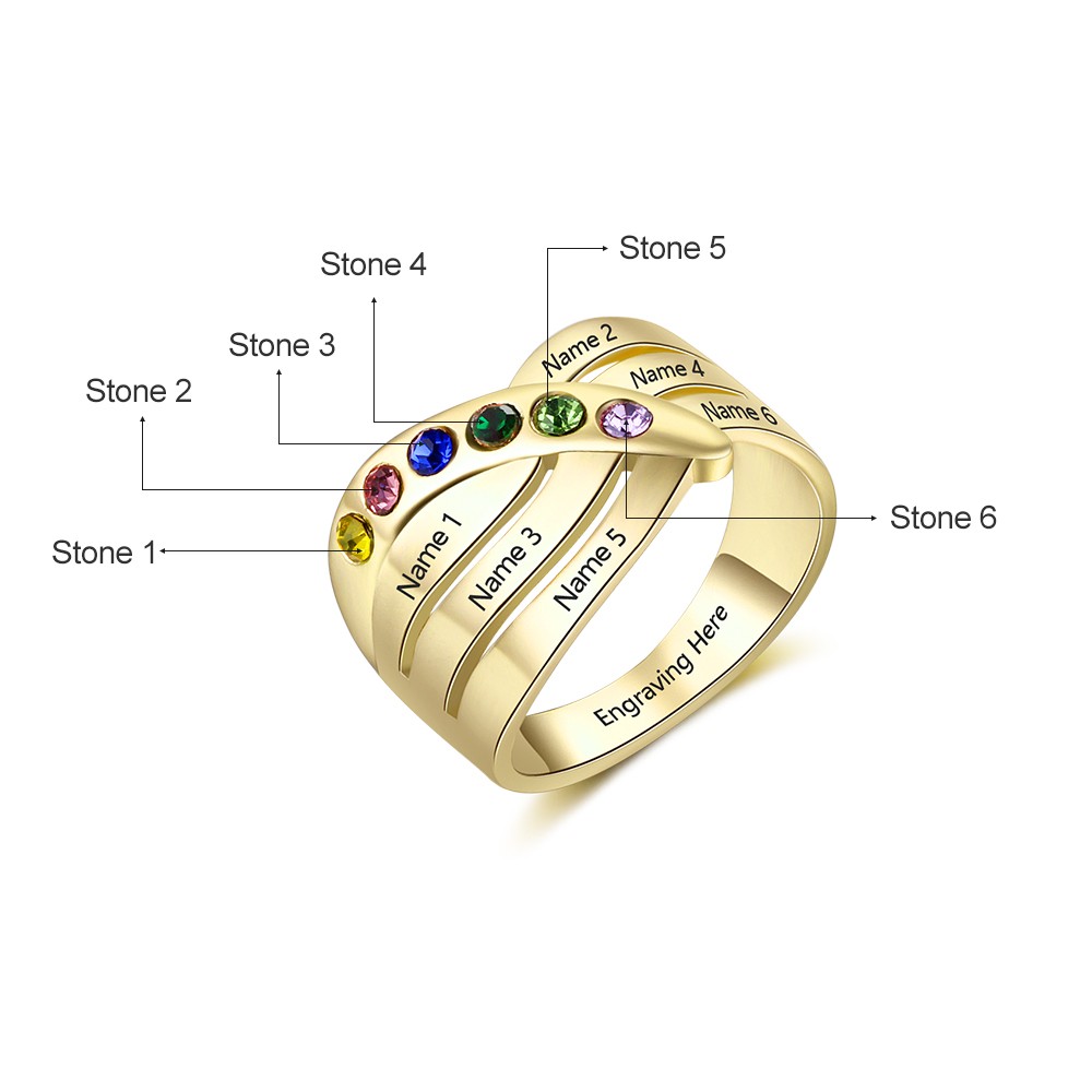 3 Stone Triple Marquis Engraved Mother's Ring – Think Engraved