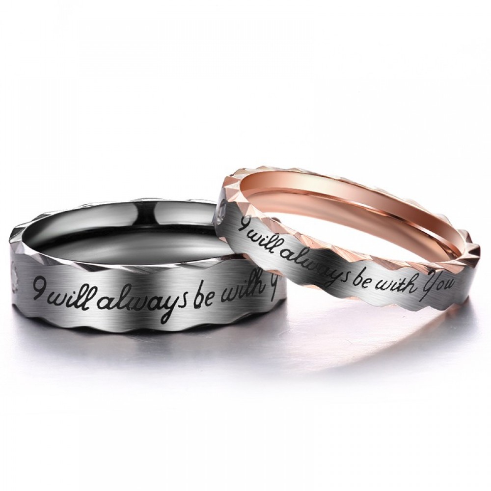 Couple's Matching Promise Ring "Will always be with you" His or Her Wedding Band
