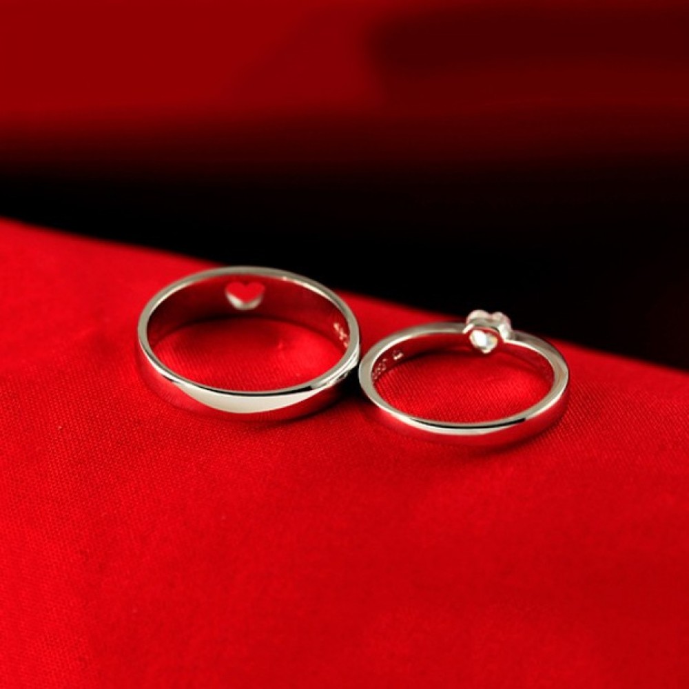925 Silvery Couple Rings Wedding Anniversary Gifts Men Women - Temu