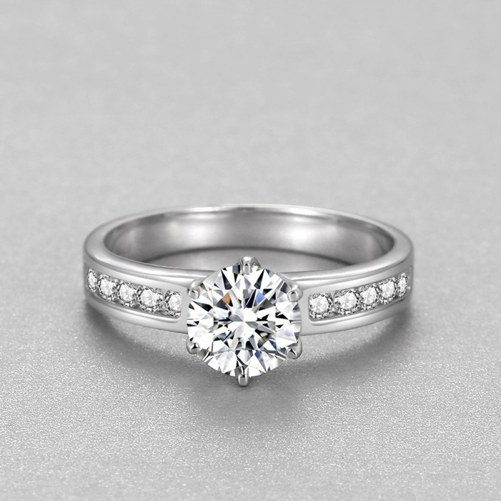 Details about   925 Sterling Silver Ring Engagement Solitaire with Accent Size 4-12 