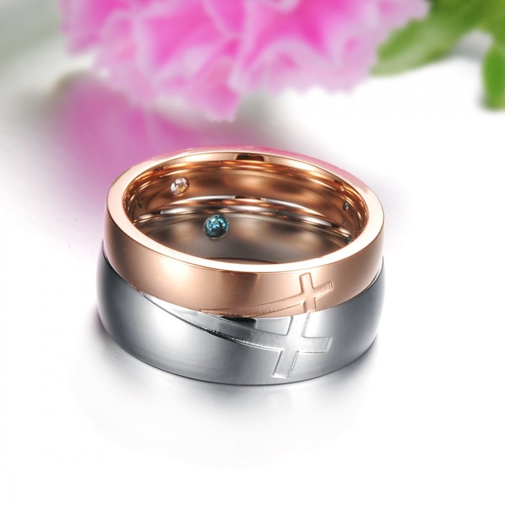 Buy SILBERRY 925 Sterling Silver Rose Gold Modern Love Couple Rings online