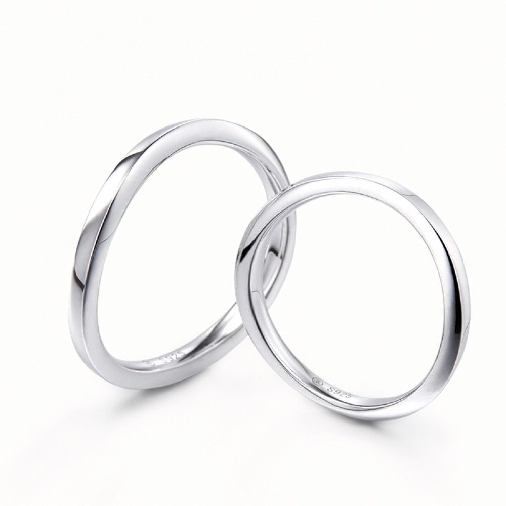 Adjustable Silver Couple Promise Twist Infinity Ring set – The Colourful  Aura