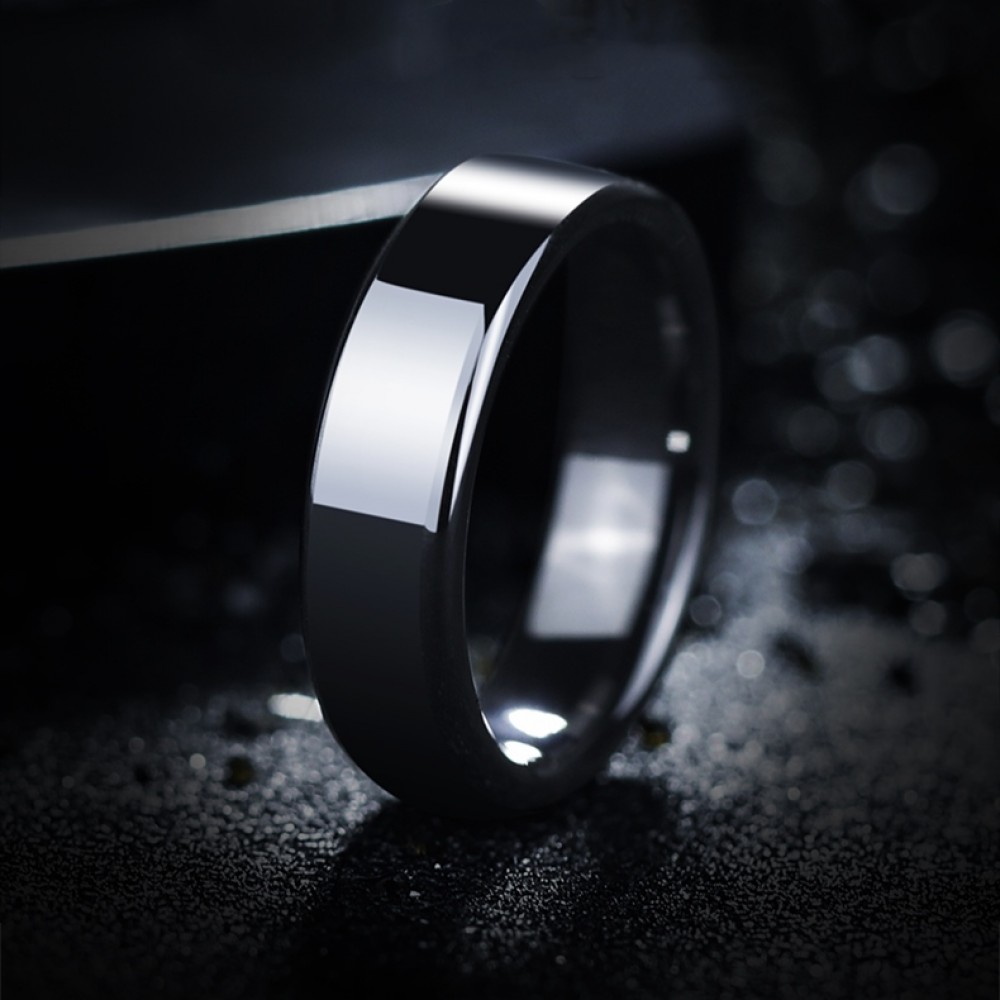 Cheap 8mm Black Titanium Stainless Steel Classical Simple Plain Ring | Joom