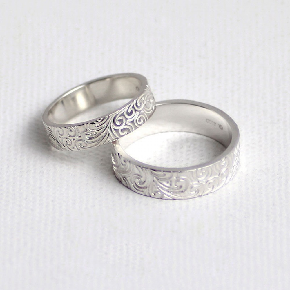 Original Vine Promise Rings For Couples In Sterling Silver