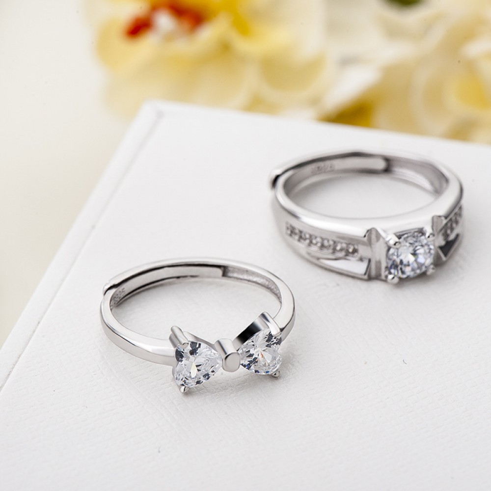925 Sterling Silver Couple Rings | Silver Adjustable Couple Ring - Fashion  Design - Aliexpress