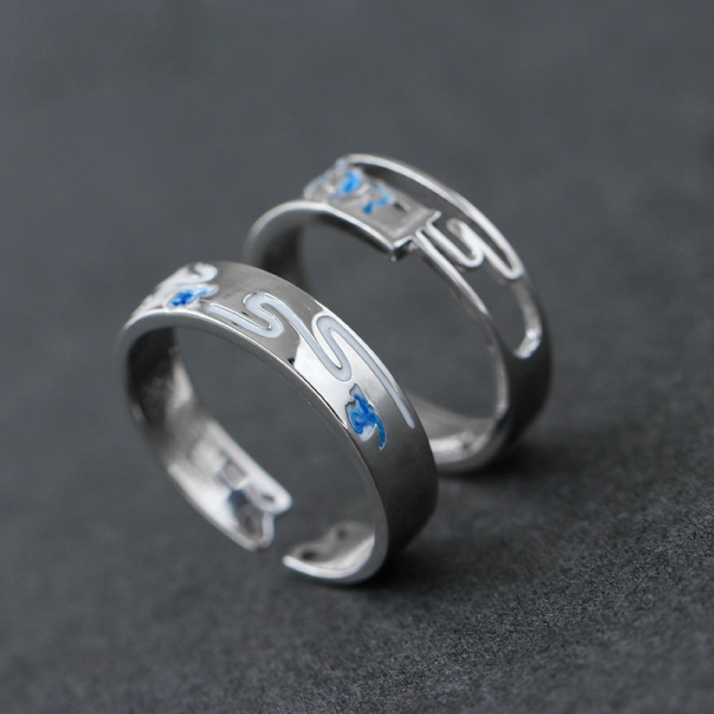 Adjustable Unique Matching Rings For Couples In Sterling Silver
