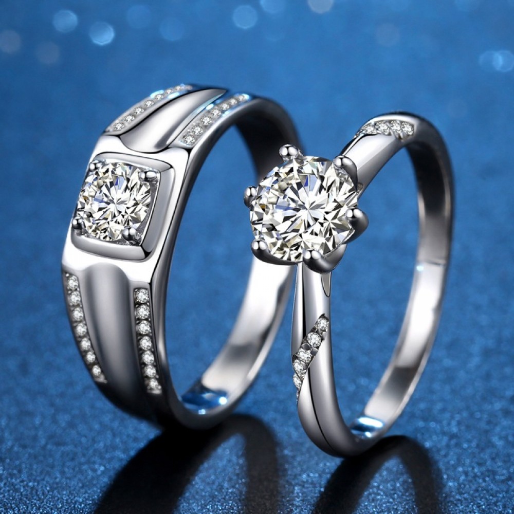 FR Jewelry pt950 Platinum Diamond Pair Ring Engagement Wedding Diamond Ring  Male and Female Couple Platinum