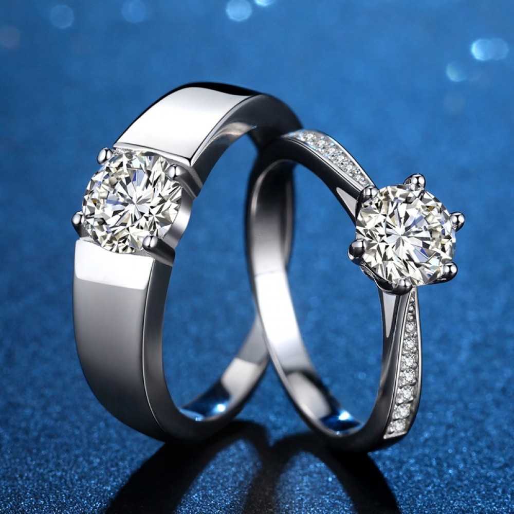 Bliss Fashion White Fine Diamond Zircon Couple Ring India | Ubuy