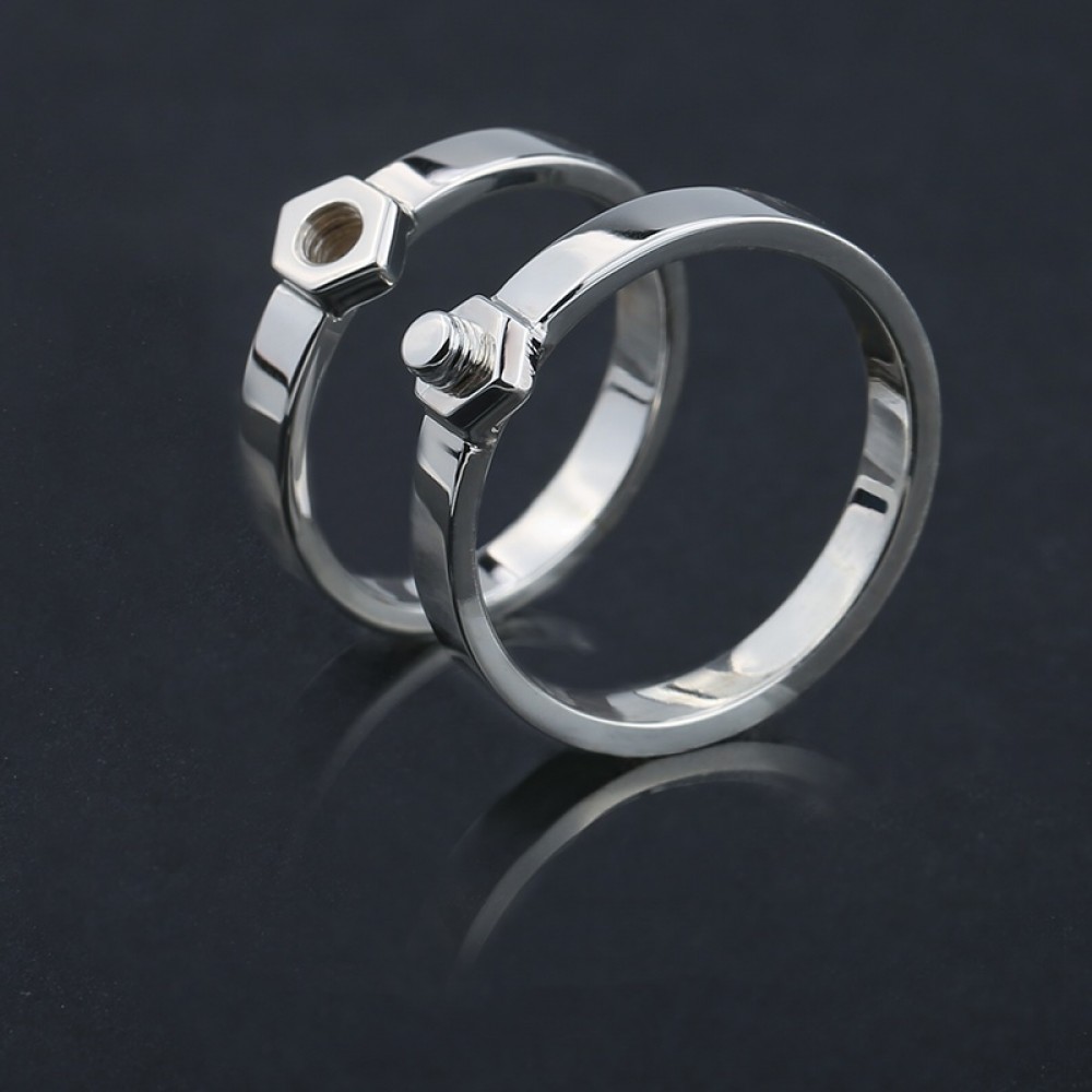 verkiezing kans Azijn Unique Screw And Nut Matching Promise Rings For Couples In Sterling Silver