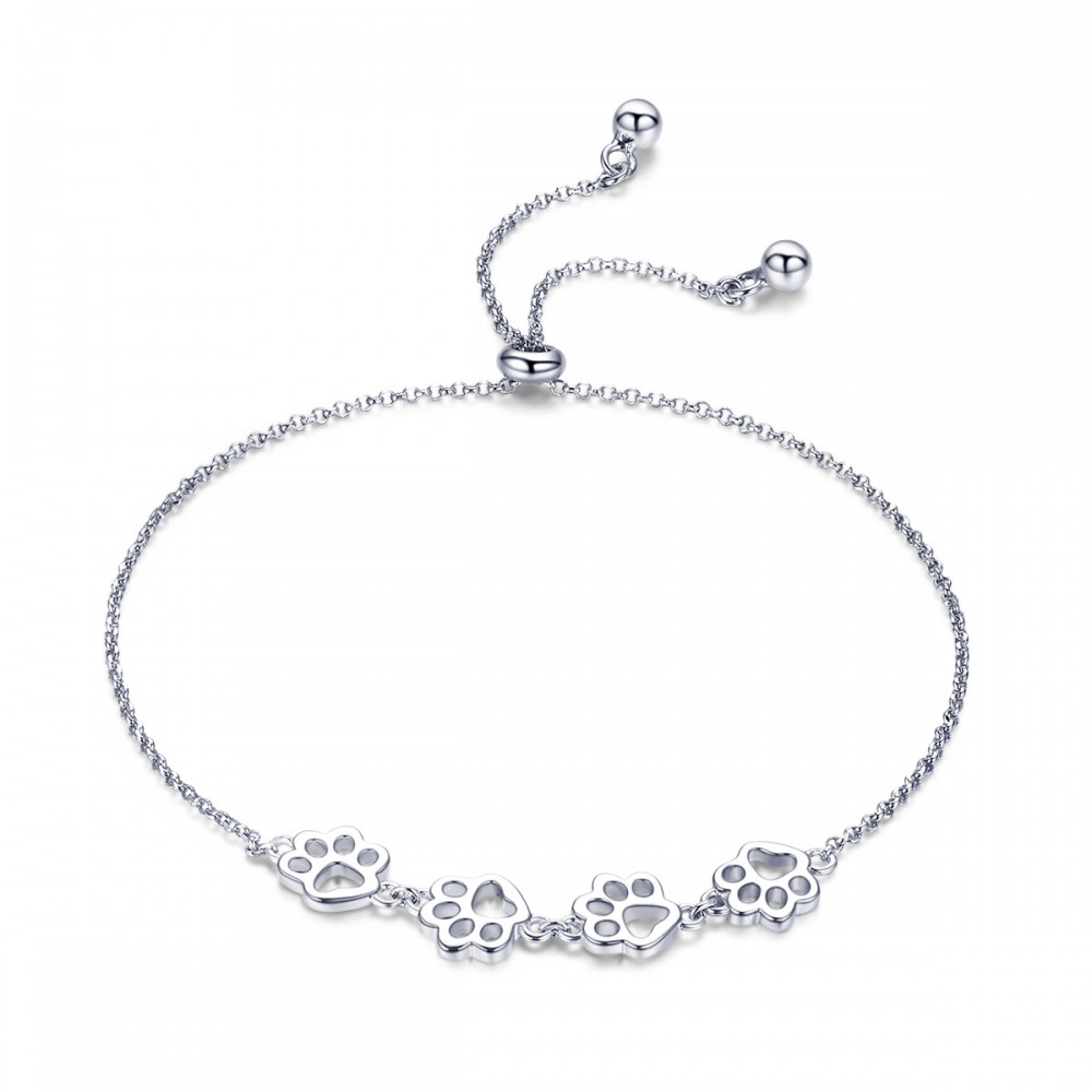 Double Style Chain Heart 925 Sterling Silver Bracelet for Women