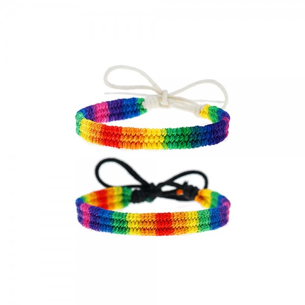 Matching Rainbow Bracelets For Couples In Rope
