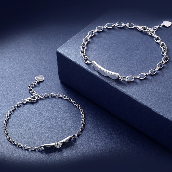 Engravable Sweet Love Matching Bracelets For Couples In Sterling Silver