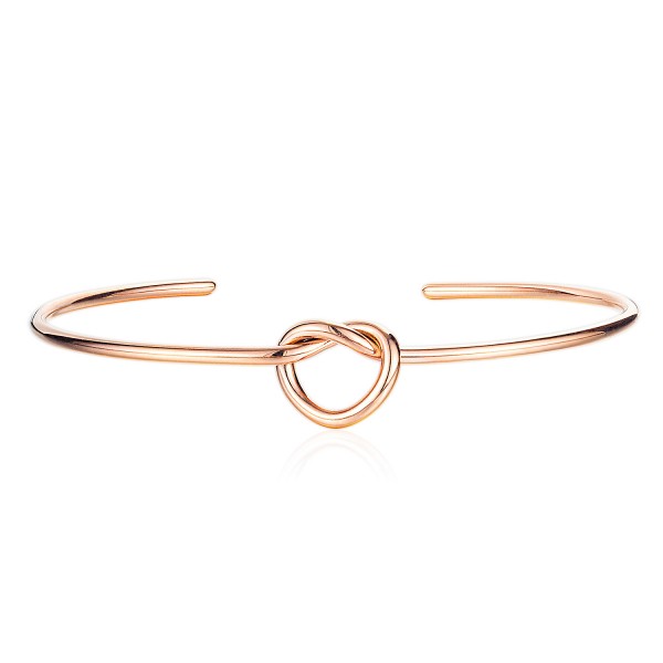 Simple Knot Heart Cuff Bangle Bracelet For Womens In Titanium