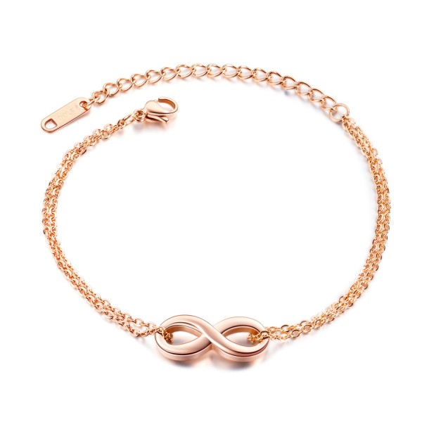 Simple Rose Infinity Charm Bracelet For Womens In Titanium