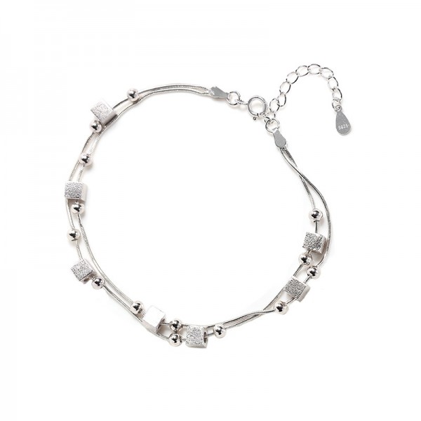 Cute Sugar Cube Charm Bracelet For Womens In Sterling Silver
