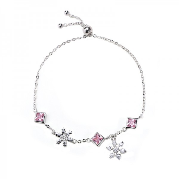 Unique Snowflake Charm Bracelet For Womens In Sterling Silver
