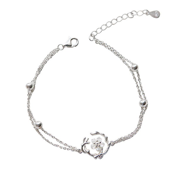 Personalized Cherry Blossom Charm Bracelet For Womens In Sterling Silver