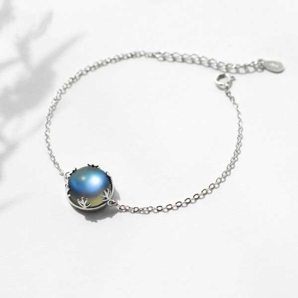 Unique Aurora Forest Charm Bracelet For Womens In Sterling Silver And Moonstone