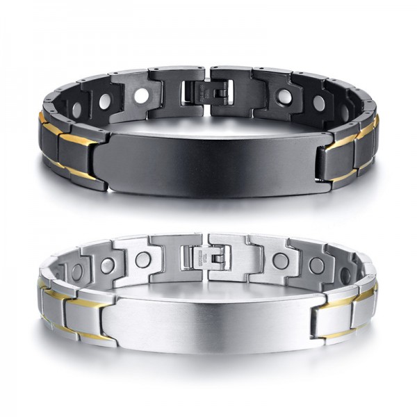 Front Engravable Magnetic Bracelet For Men In Titanium