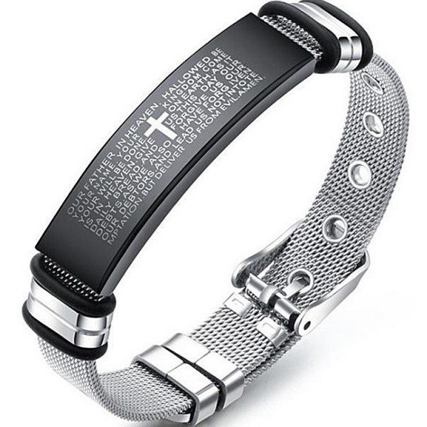 Engravable Lord's Prayer Belt Bracelet For Men In Titanium
