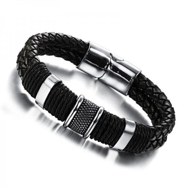 Unique Belt Bracelet For Men In Leather And Titanium