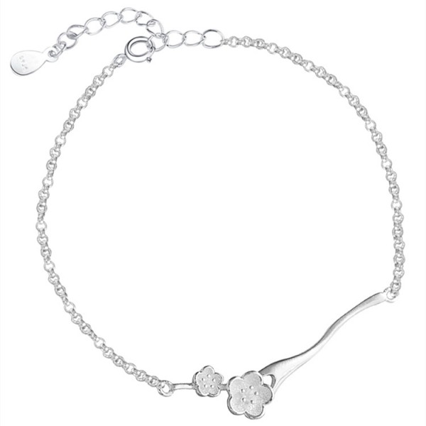 Cute Cherry Blossoms Charm Bracelet For Womens In Sterling Silver