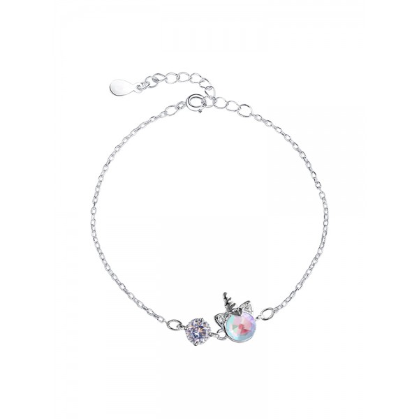 Cute Unicorn Charm Bracelet For Womens In Sterling Silver