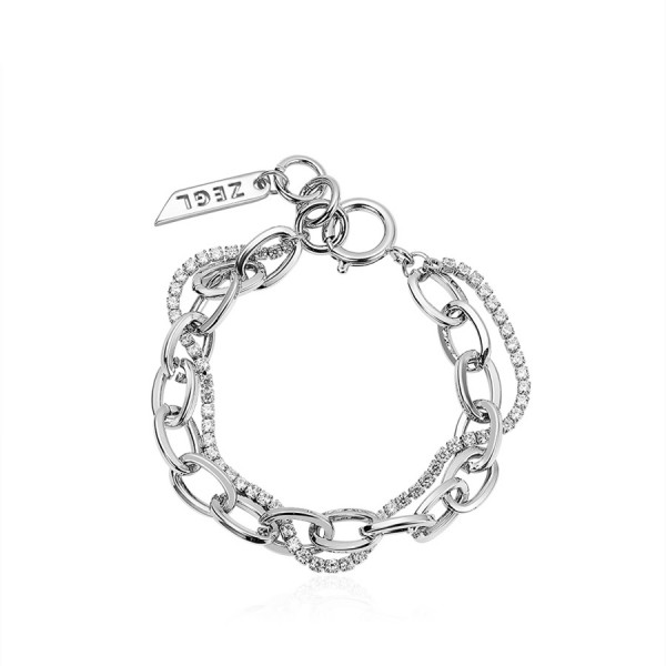 Unique Silver Double Chain Bracelet For Womens In Titanium