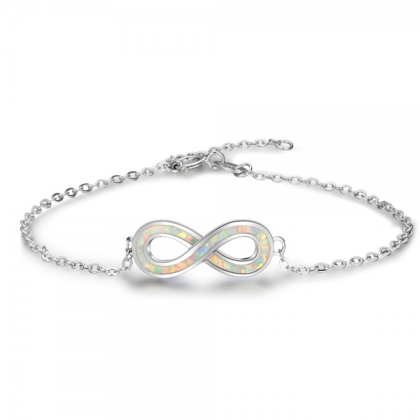 Infinity Charm Opal Bracelet For Womens In 925 Sterling Silver