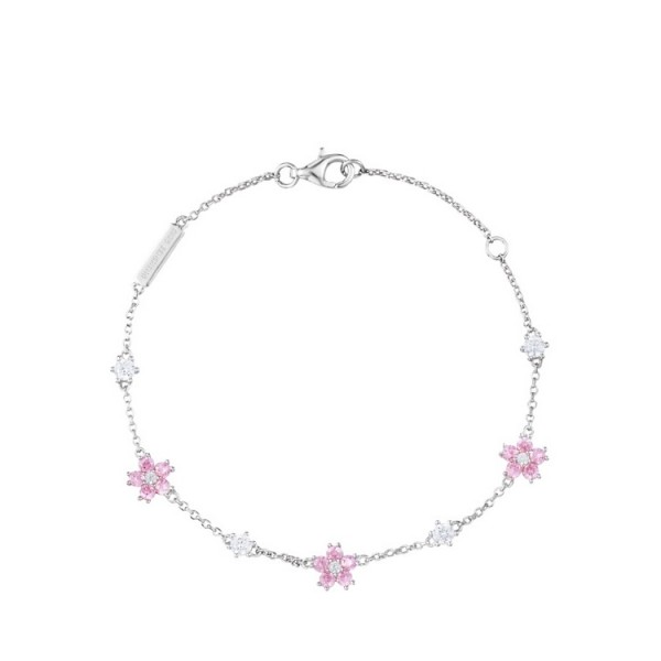 Unique Cherry Blossoms Charm Bracelet For Womens In Sterling Silver