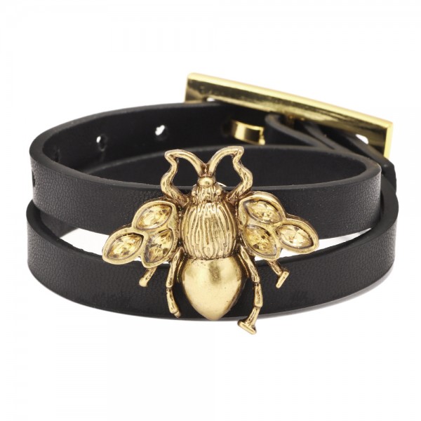 Cute Honey Bee Leather Bracelet For Women