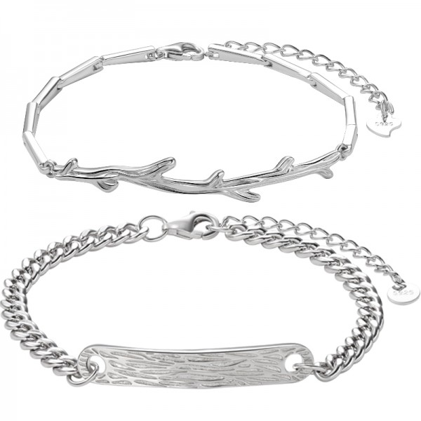 Unique Tree And Branches Matching Bracelets For Couples In Sterling Silver