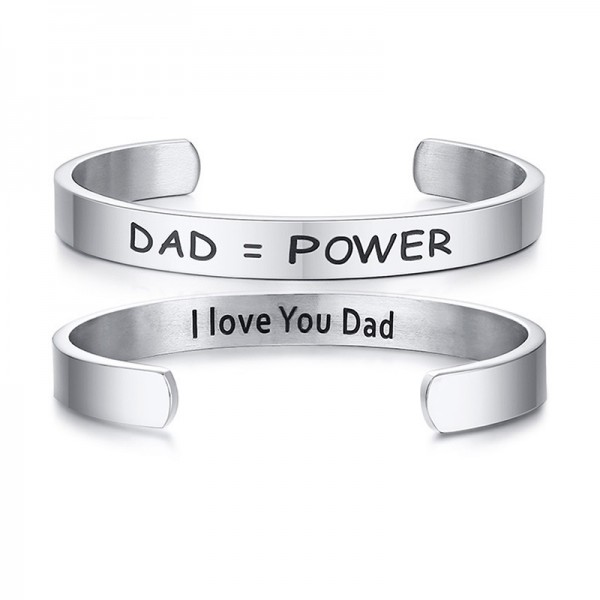 Simple Fathers Day Bangle Bracelet For Men In Titanium