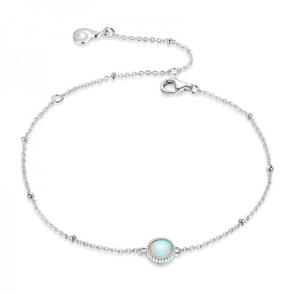 Round Opal 925 Sterling Silver Bracelet for Women