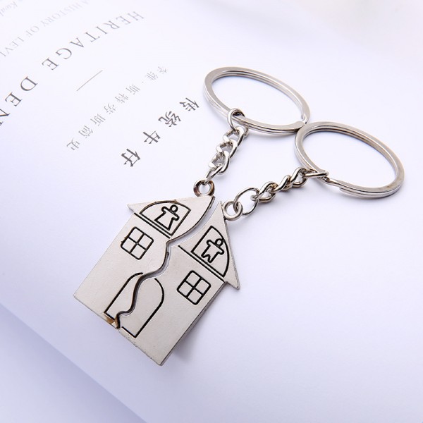 House Shape Matching Couple Keychains In Zinc Alloy